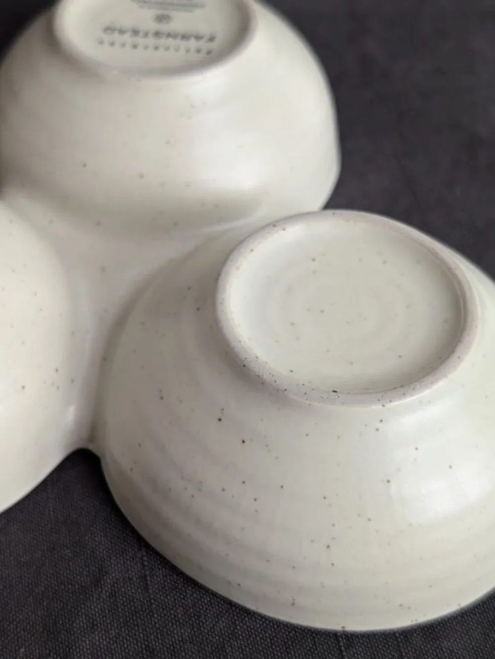 Pottery Barn Farmstead Stoneware Triple Serving Dish Nut Dish Multi Use